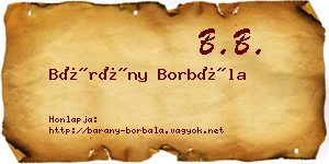 Bárány Borbála névjegykártya